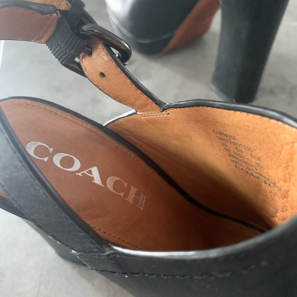 COACH black leather mules,4”heel,liner+sole leather - Picture 2 of 3
